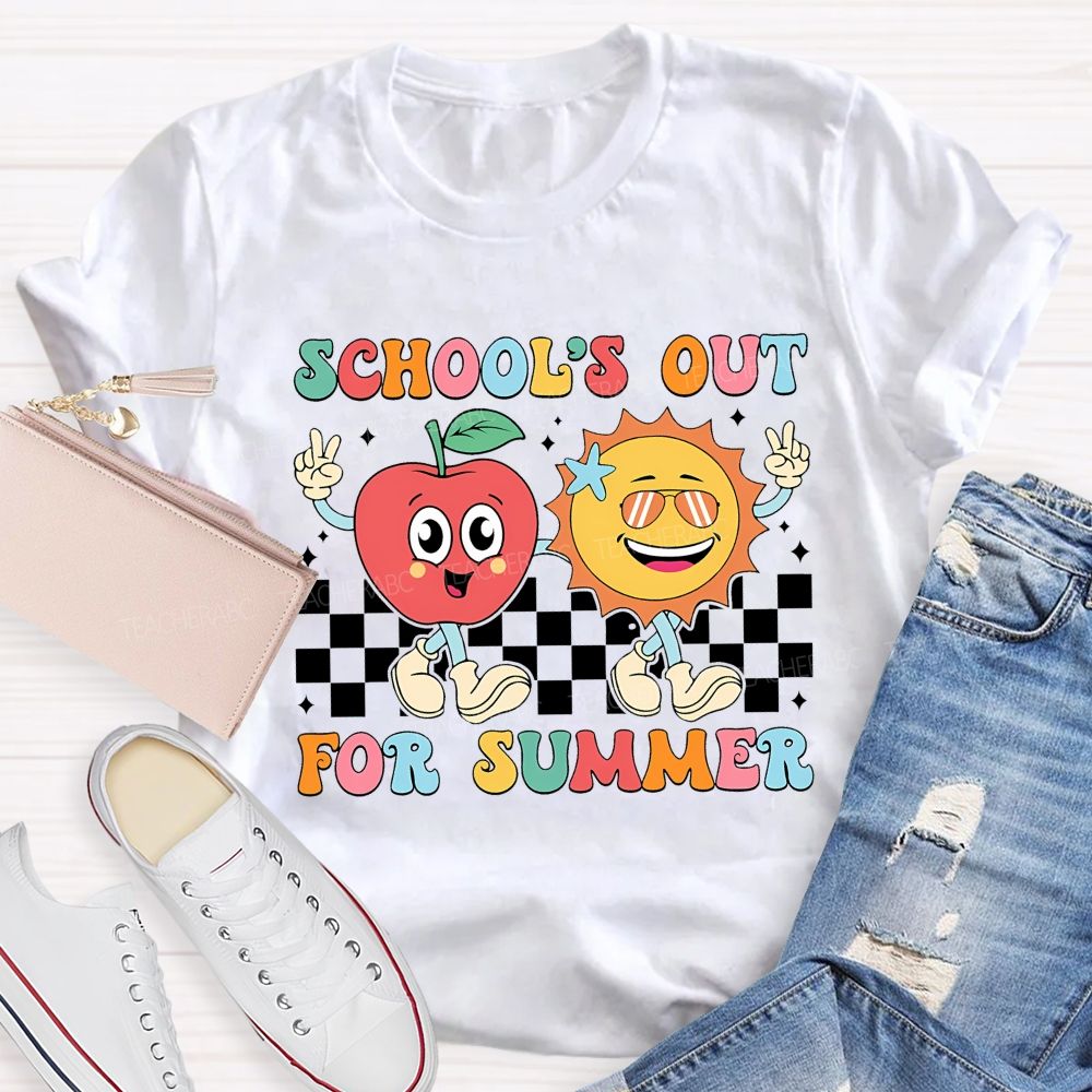 School's Out For Summer Grid Pattern Teacher T-shirt