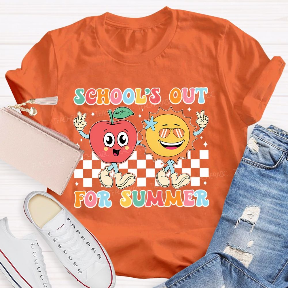 School's Out For Summer Grid Pattern Teacher T-shirt