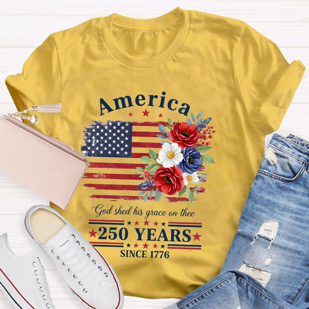 250 Years Since 1776 Floral Teacher T-shirt