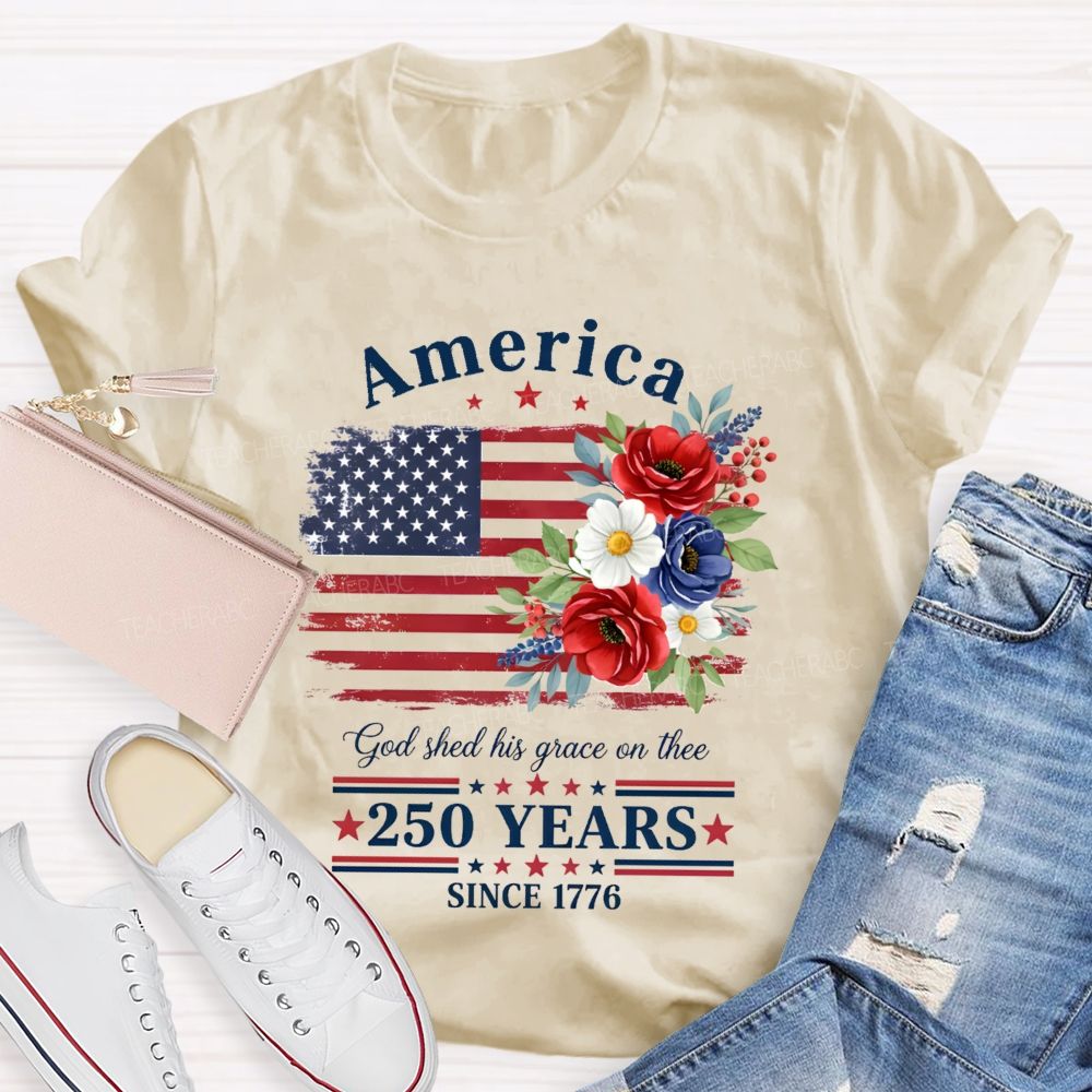 250 Years Since 1776 Floral Teacher T-shirt