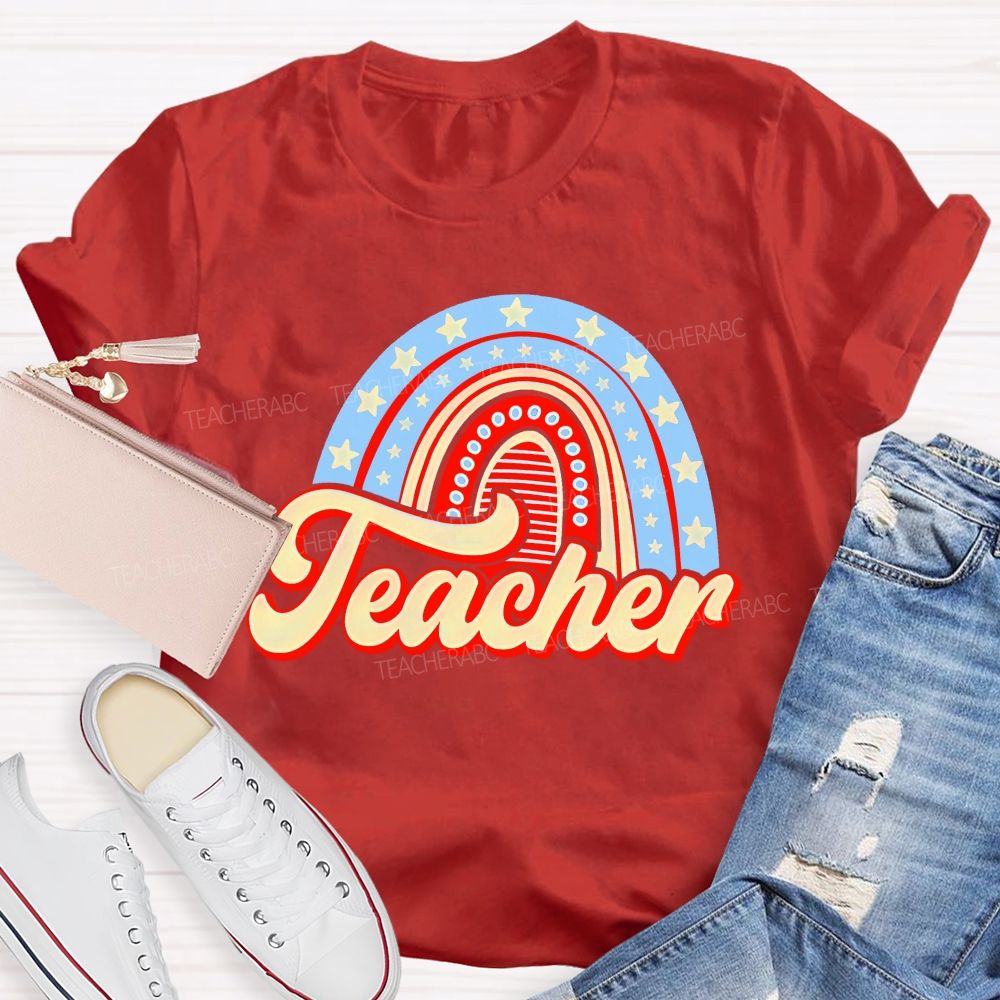 Stars Rainbow Teacher Letters Teacher T-shirt