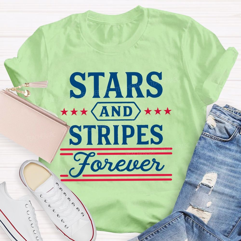 Stars And Stripes Forever Letters Teacher T-shirt