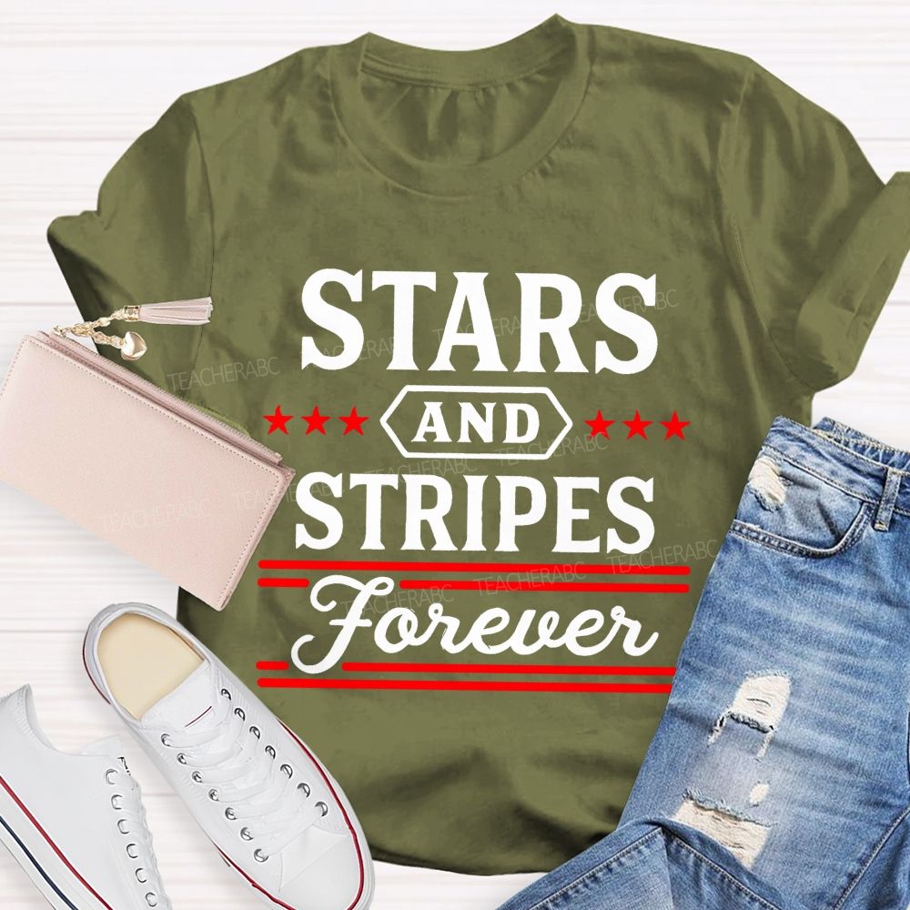 Stars And Stripes Forever Letters Teacher T-shirt