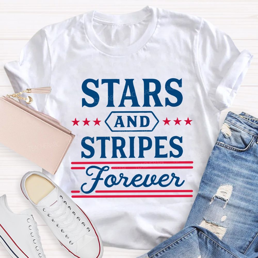 Stars And Stripes Forever Letters Teacher T-shirt