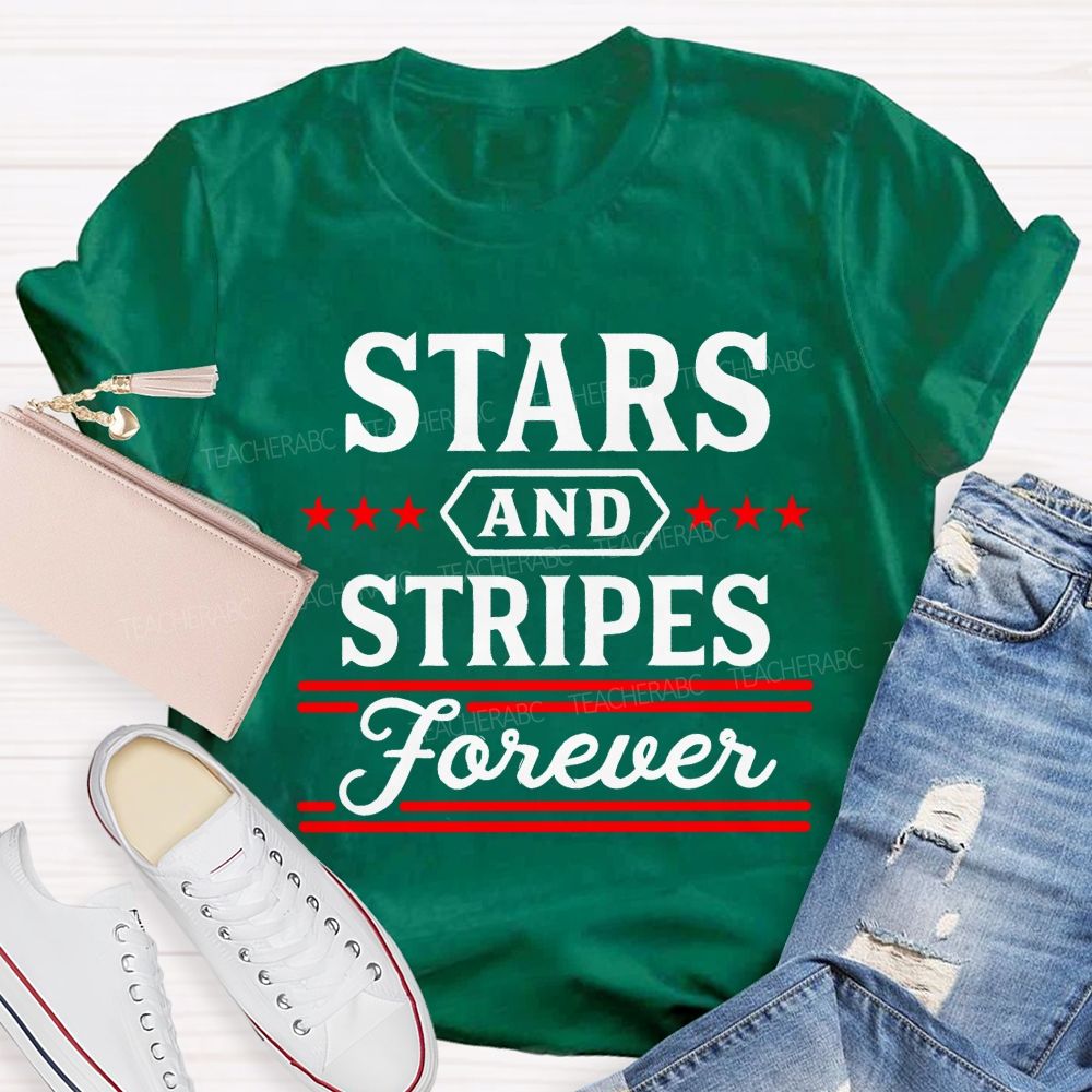 Stars And Stripes Forever Letters Teacher T-shirt