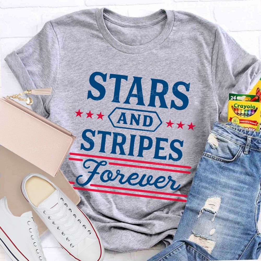 Stars And Stripes Forever Letters Teacher T-shirt