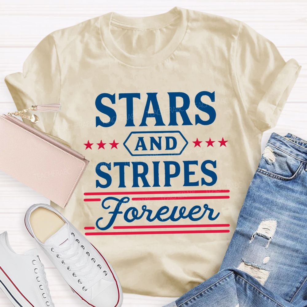 Stars And Stripes Forever Letters Teacher T-shirt