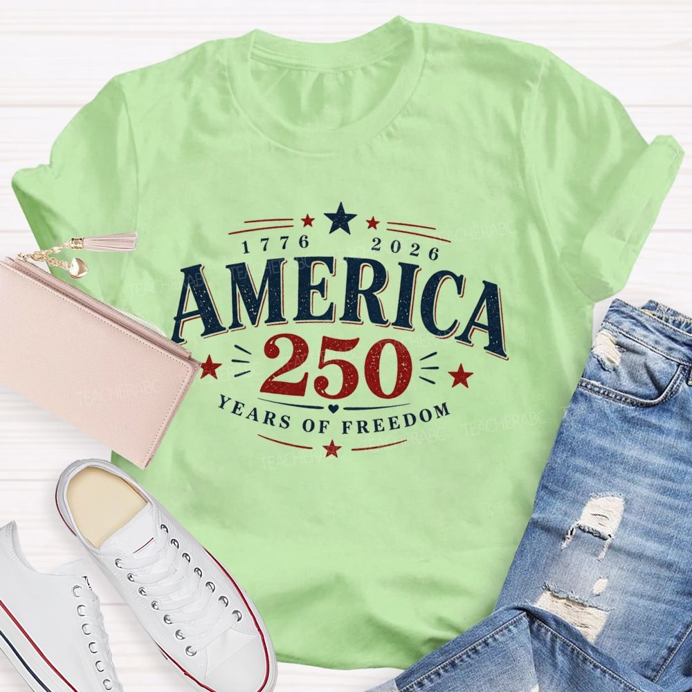 1776-2026 America 250 Years Of Freedom Vintage Teacher T-shirt