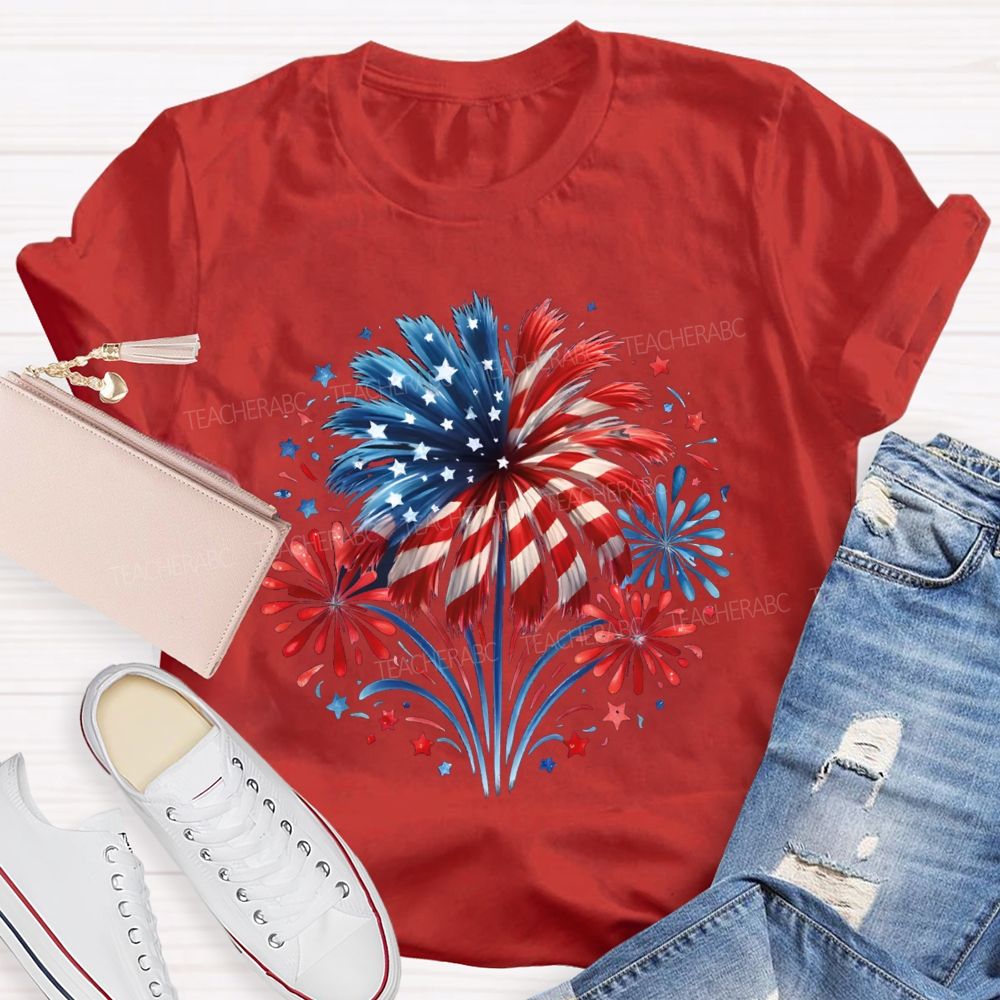 USA 250th Anniversary Fireworks Teacher T-shirt
