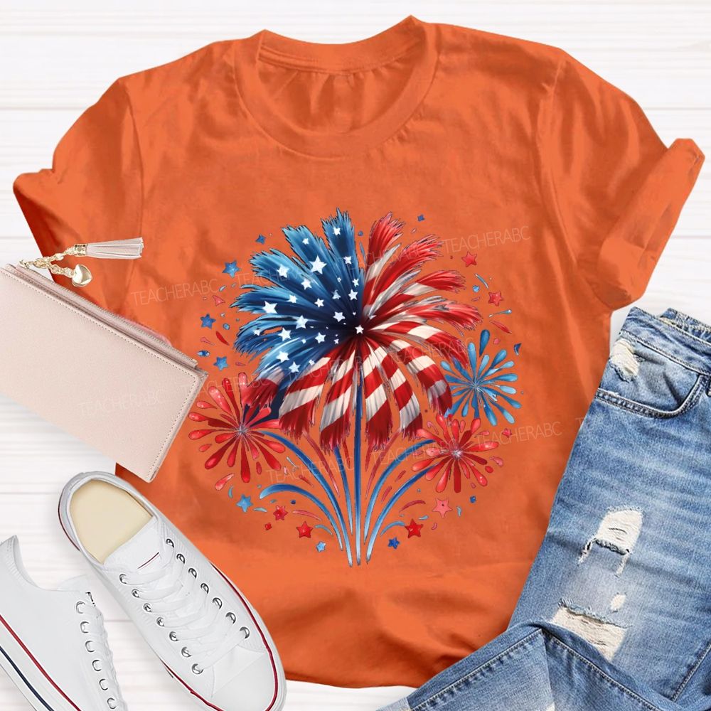 USA 250th Anniversary Fireworks Teacher T-shirt