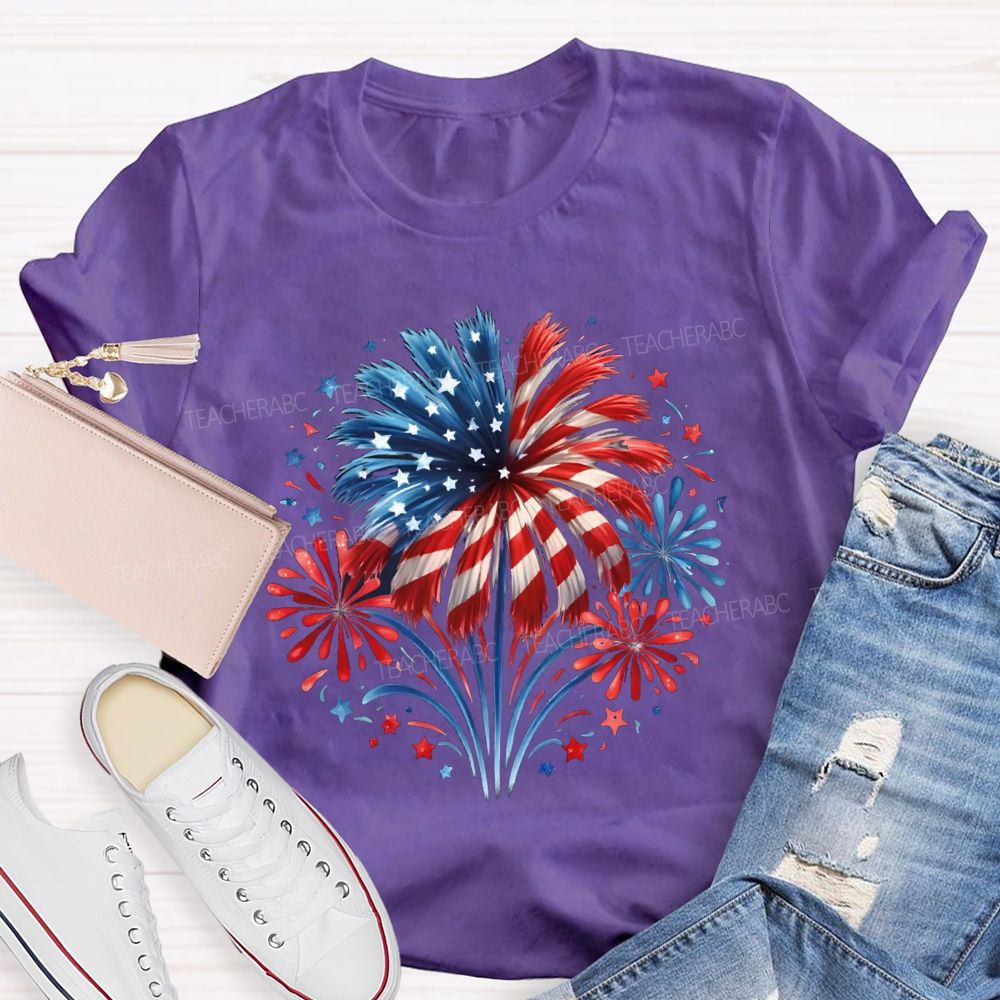 USA 250th Anniversary Fireworks Teacher T-shirt