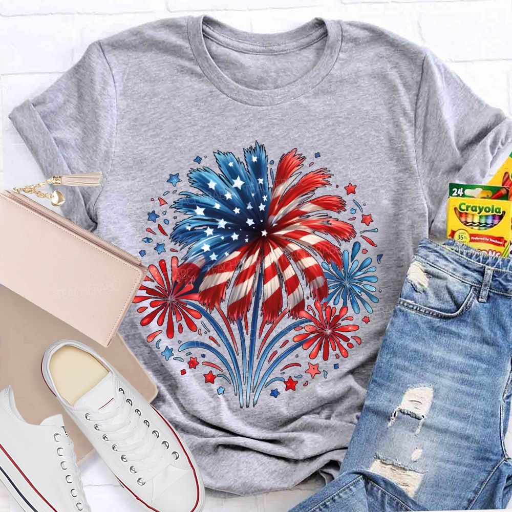 USA 250th Anniversary Fireworks Teacher T-shirt