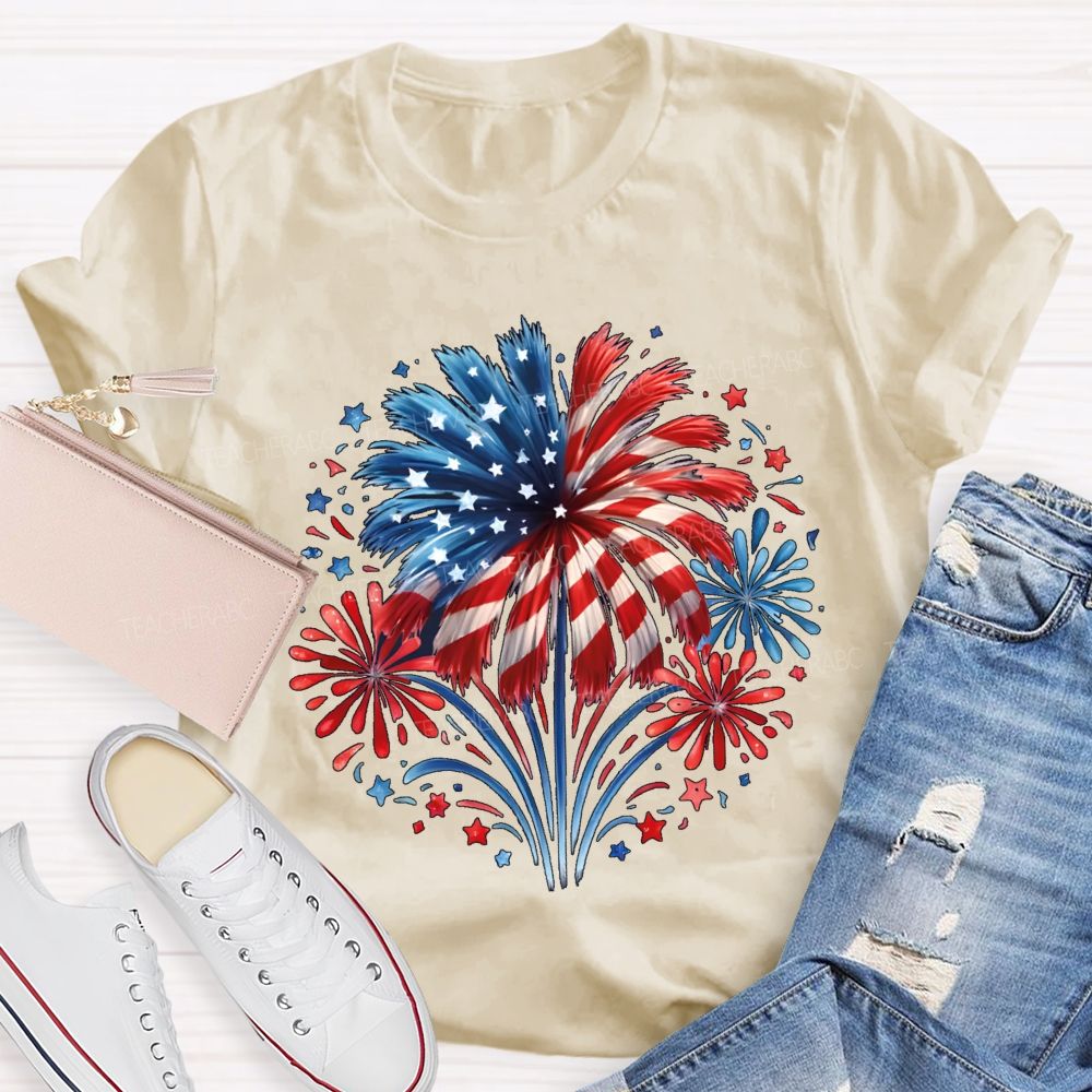 USA 250th Anniversary Fireworks Teacher T-shirt