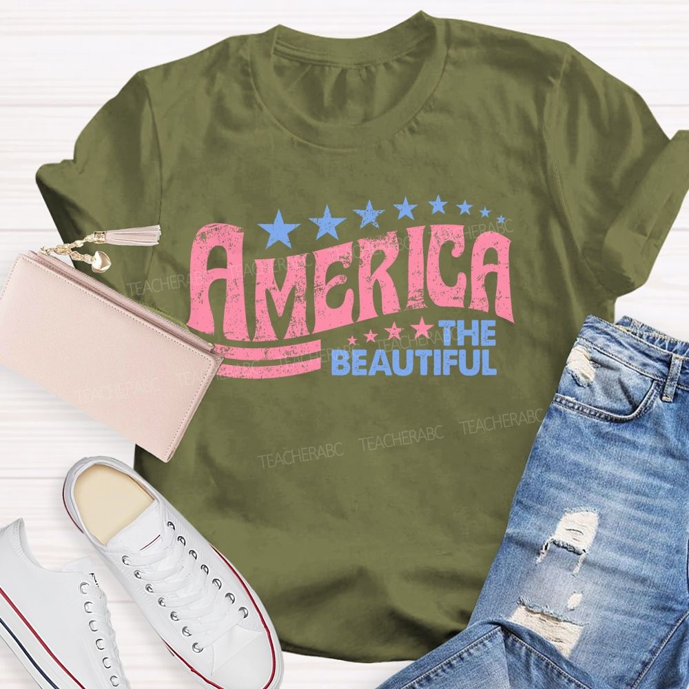 America The Beautiful Letters Teacher T-shirt