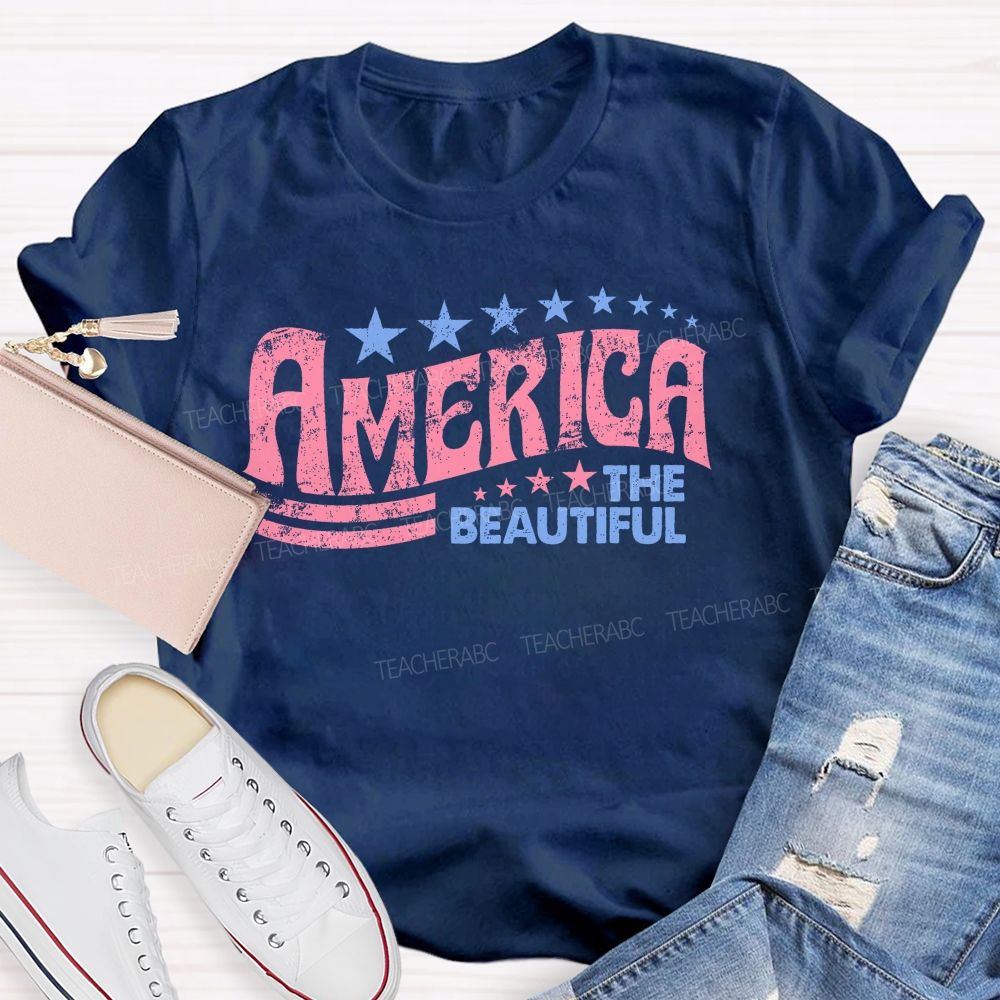 America The Beautiful Letters Teacher T-shirt