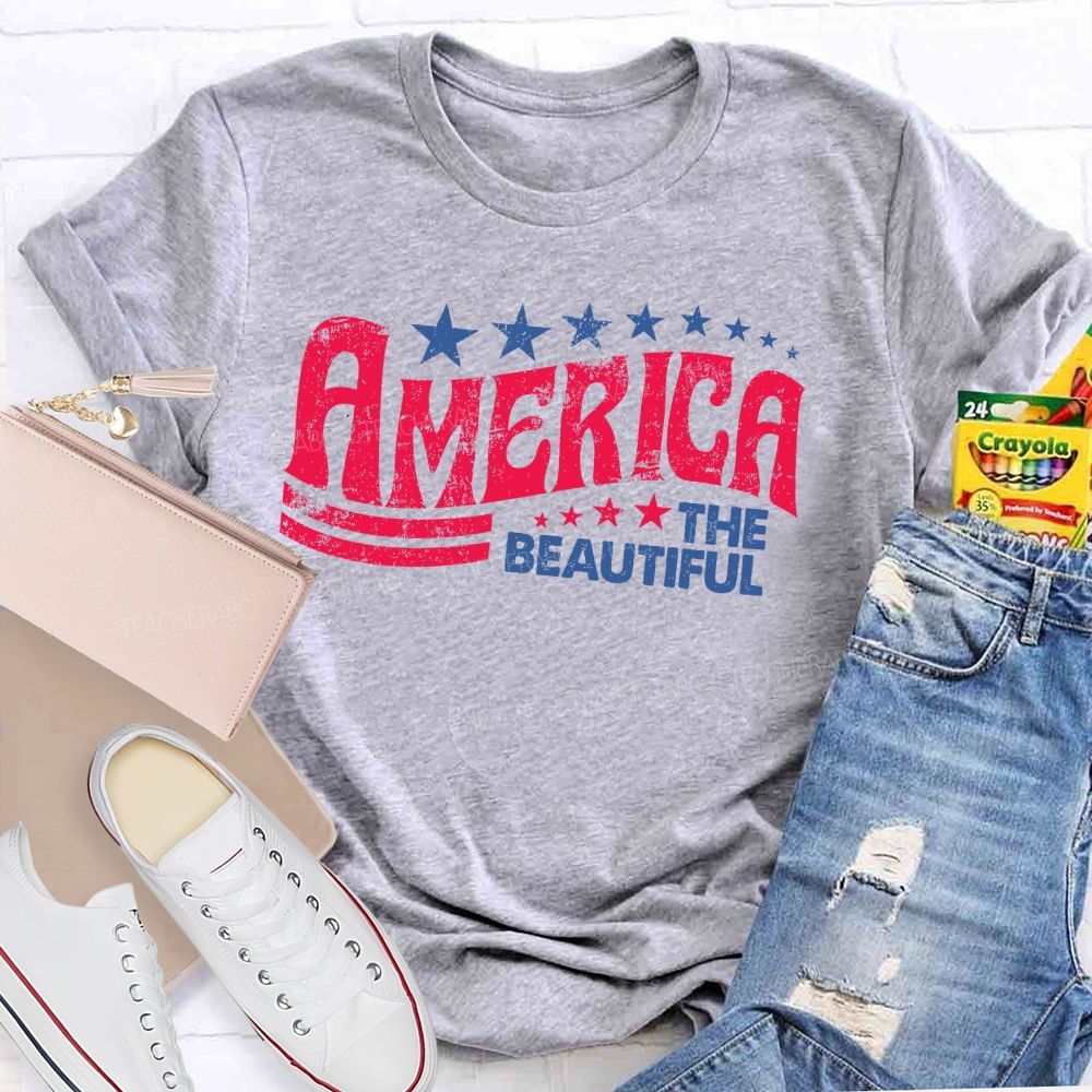 America The Beautiful Letters Teacher T-shirt