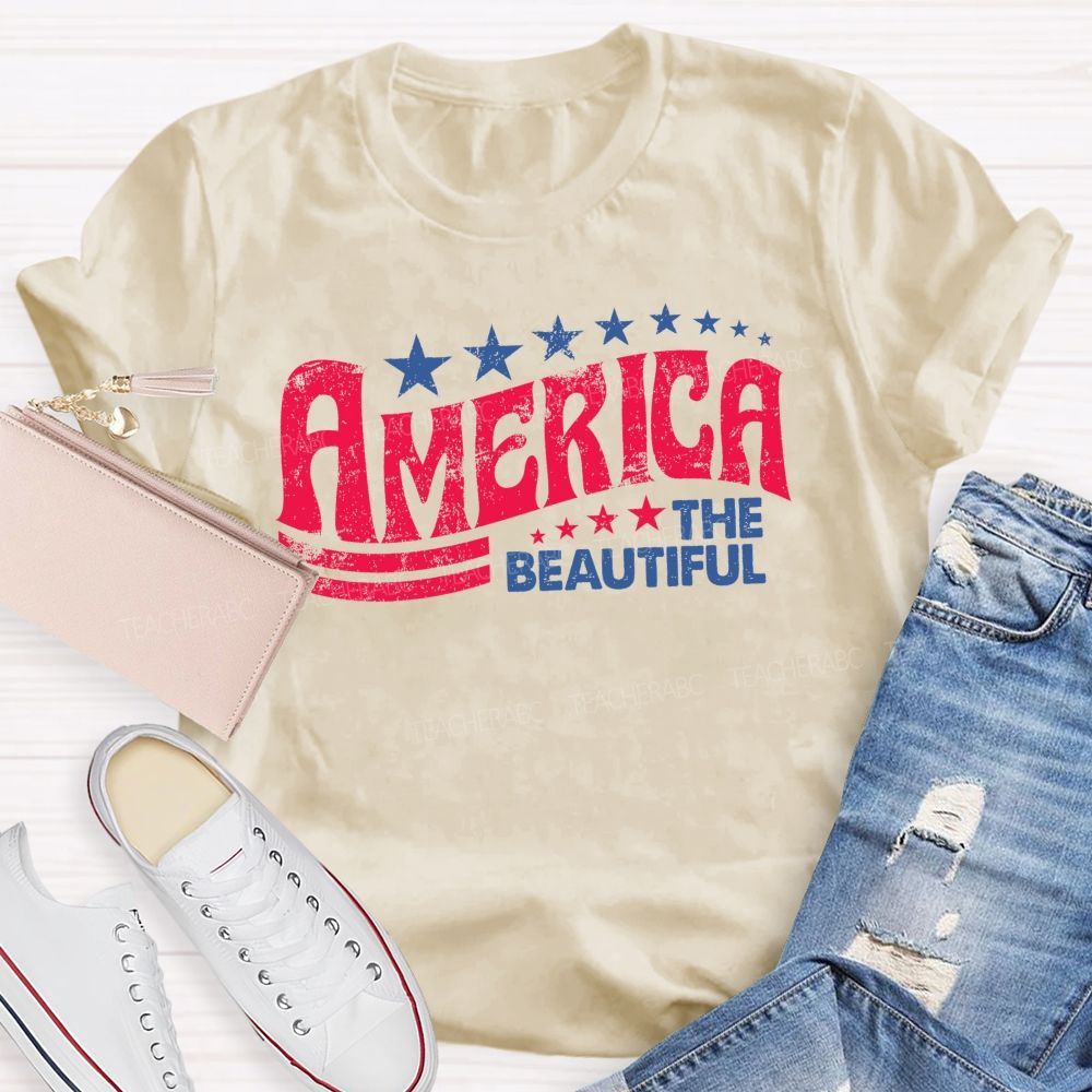 America The Beautiful Letters Teacher T-shirt