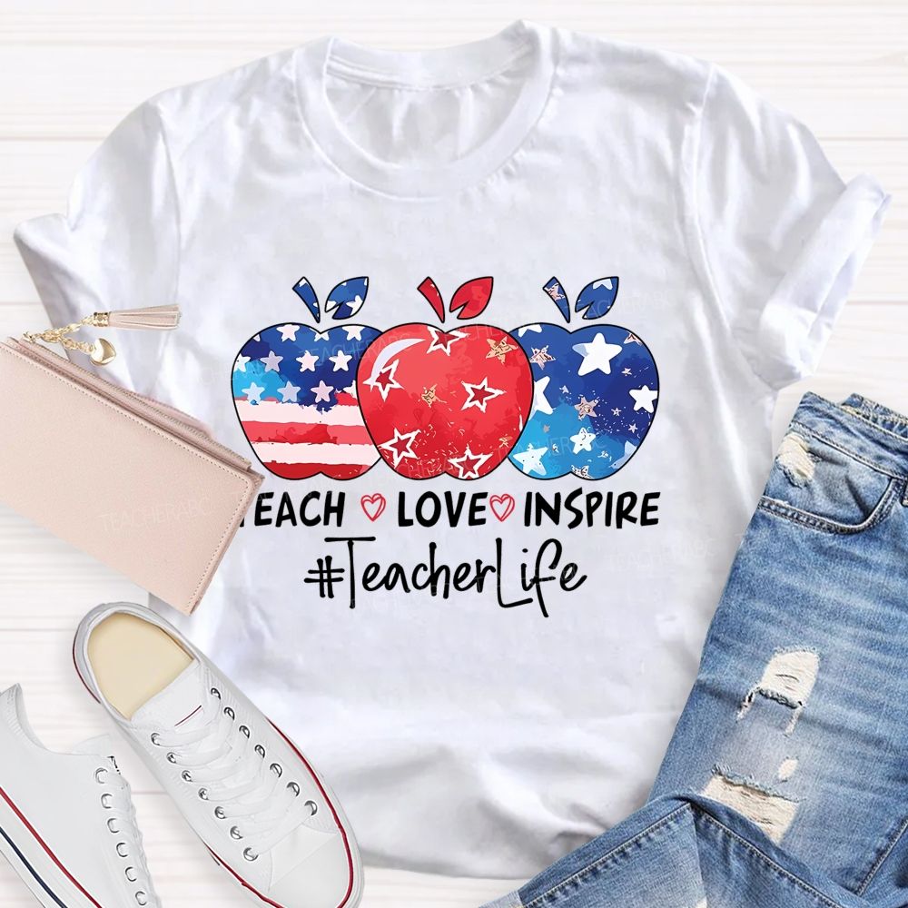 Teach Love Inspire Teacherlife Patterns Teacher T-shirt