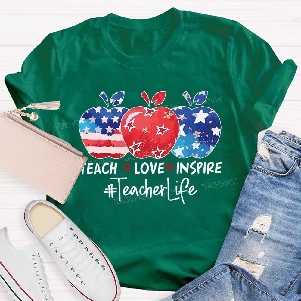 Teach Love Inspire Teacherlife Patterns Teacher T-shirt
