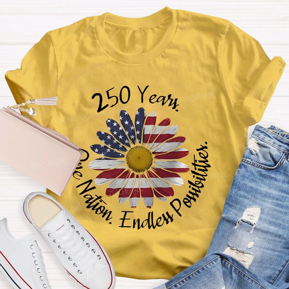 250 Years One Nation Endless Possibilities Teacher T-shirt