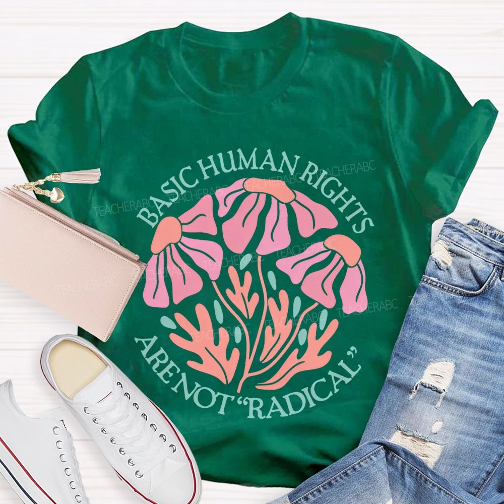 Basic Human Rights Are Not Radical Patterns Teacher T-shirt
