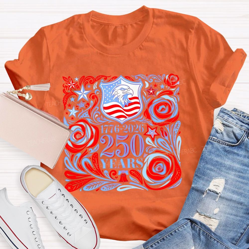 250 Years Flowers Patterns Teacher T-shirt