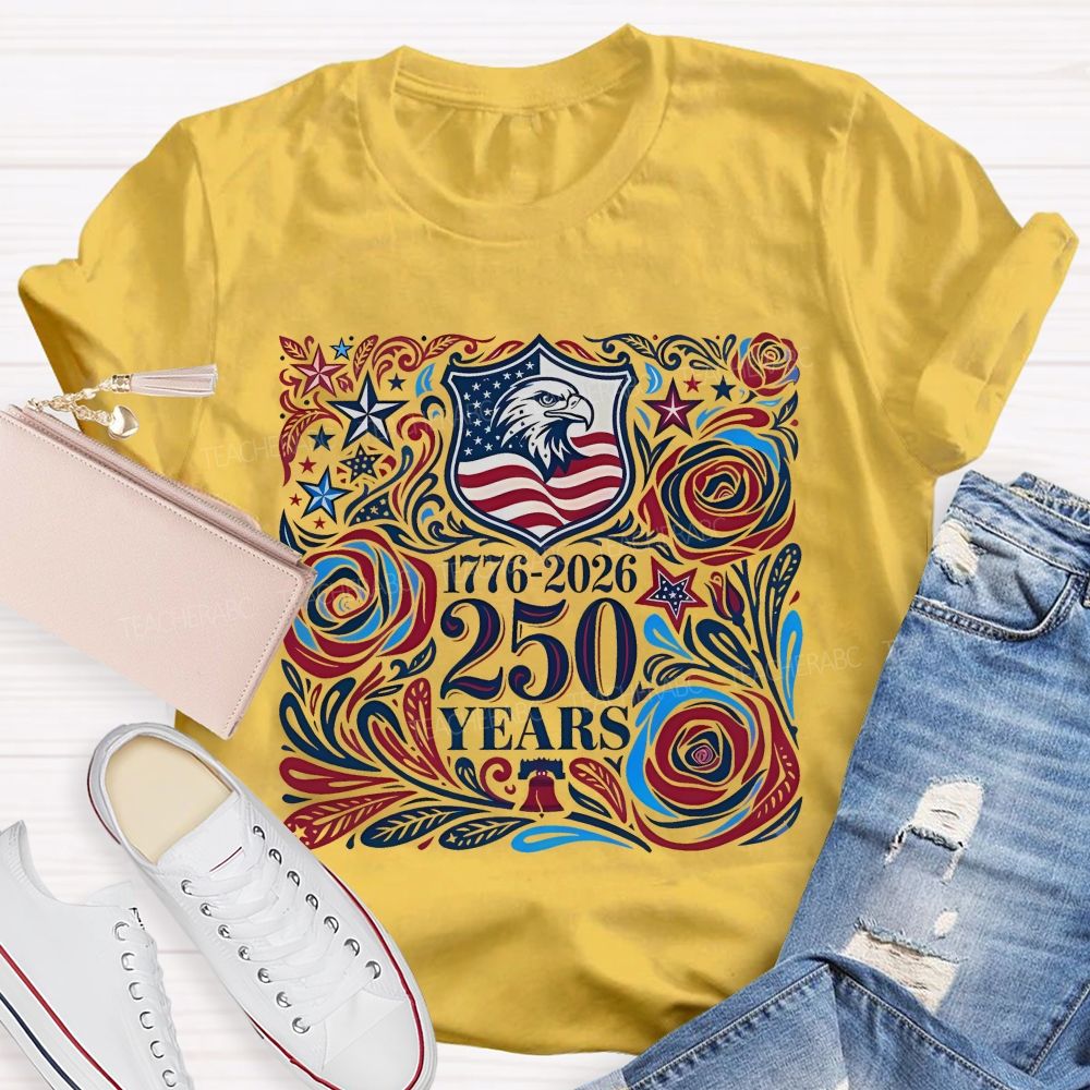 250 Years Flowers Patterns Teacher T-shirt
