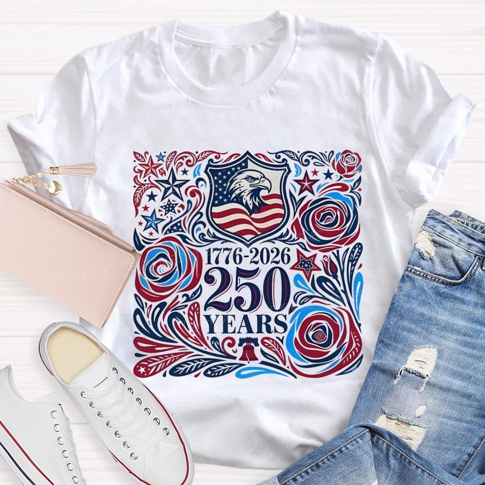 250 Years Flowers Patterns Teacher T-shirt