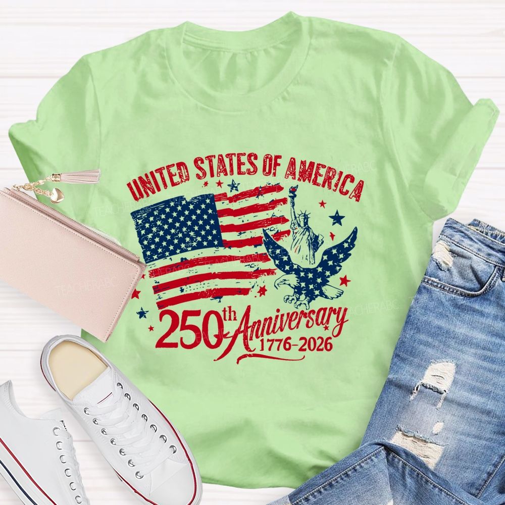 United States Of America 250th Anniversary 1776-2026 Teacher T-shirt
