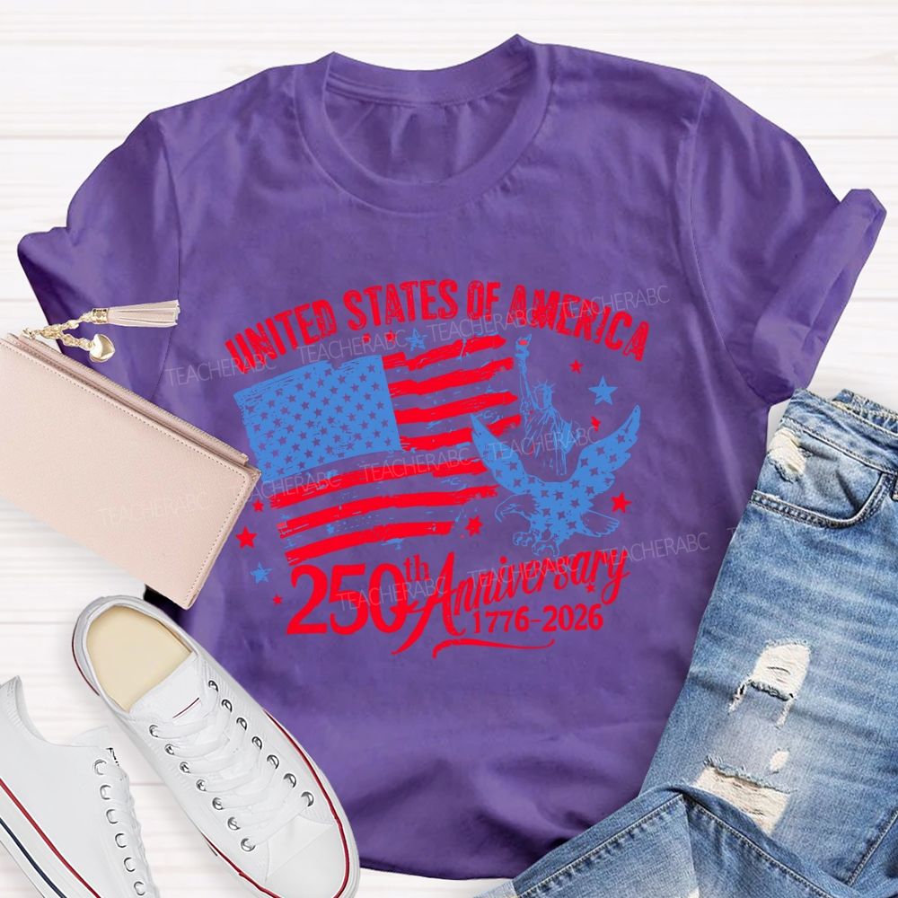 United States Of America 250th Anniversary 1776-2026 Teacher T-shirt