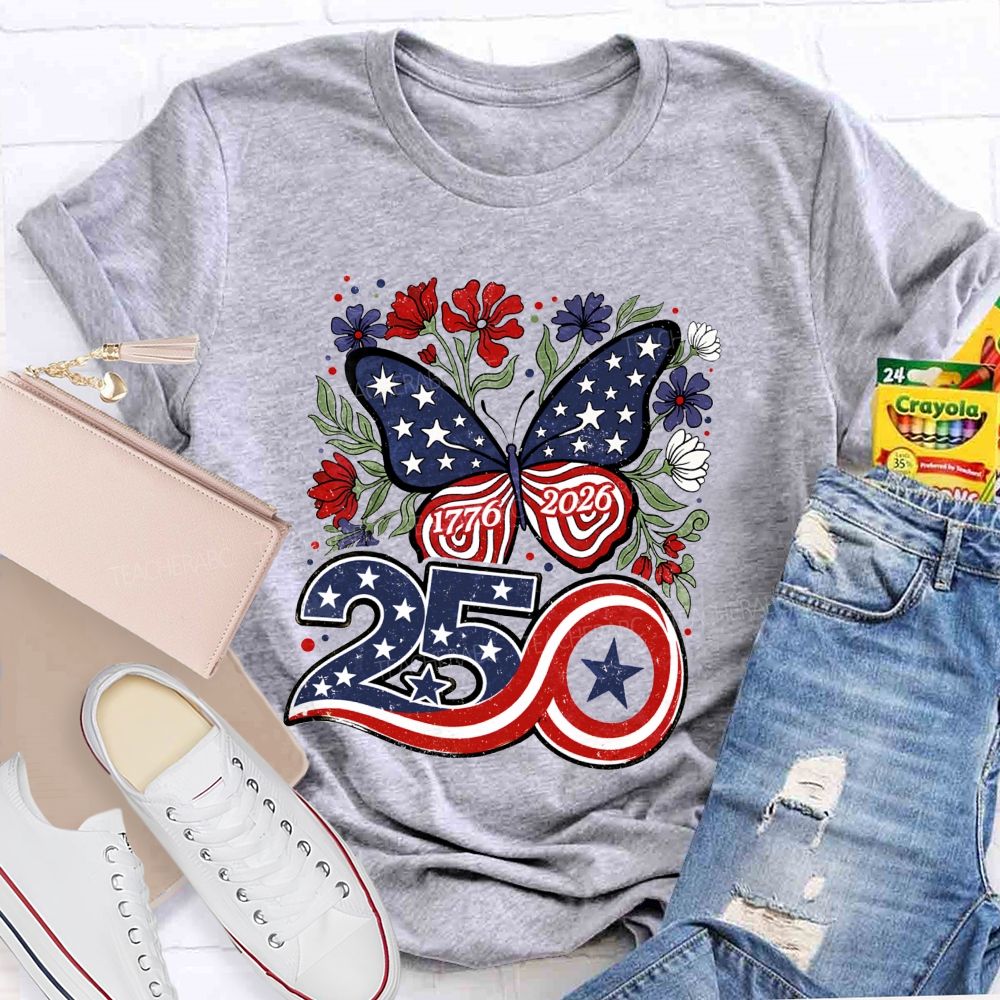America 250 From 1776 To 2026 We Bloom Free Teacher T-shirt
