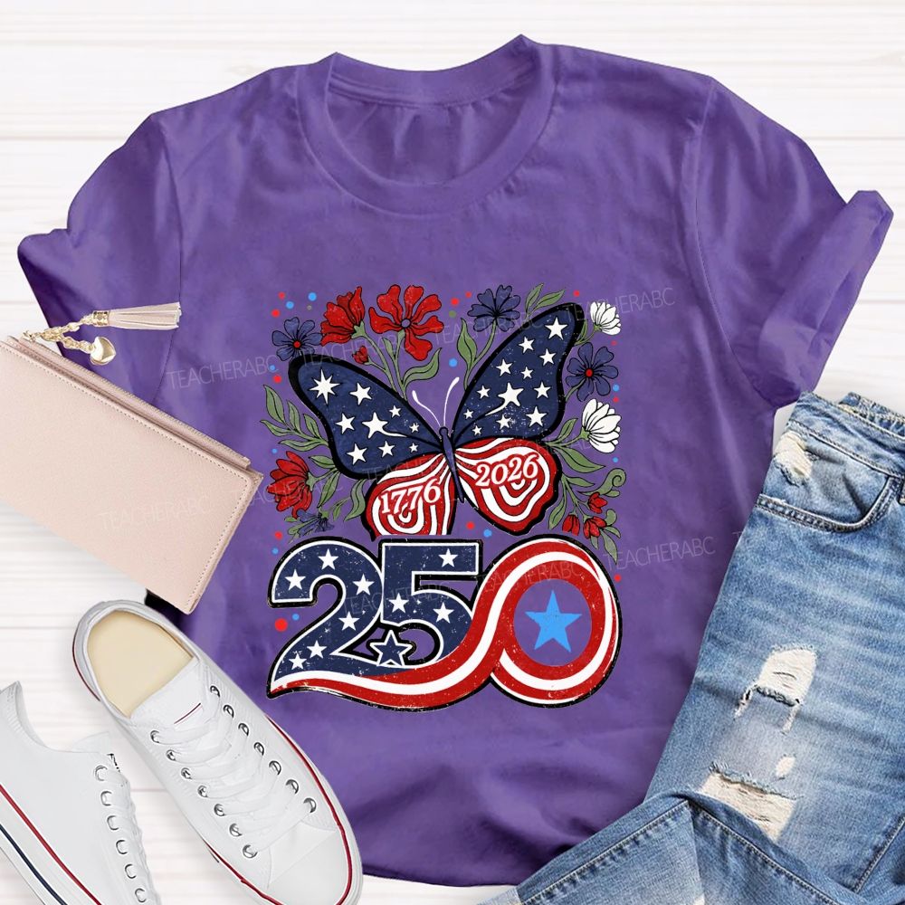 America 250 From 1776 To 2026 We Bloom Free Teacher T-shirt
