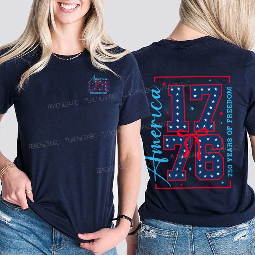 America 1776 And 250 Years Of Freedom Double Printed T-shirt