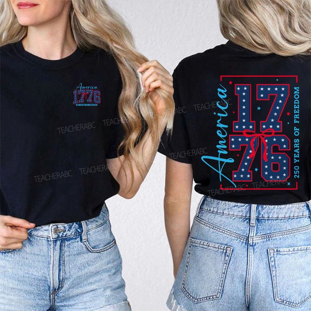 America 1776 And 250 Years Of Freedom Double Printed T-shirt