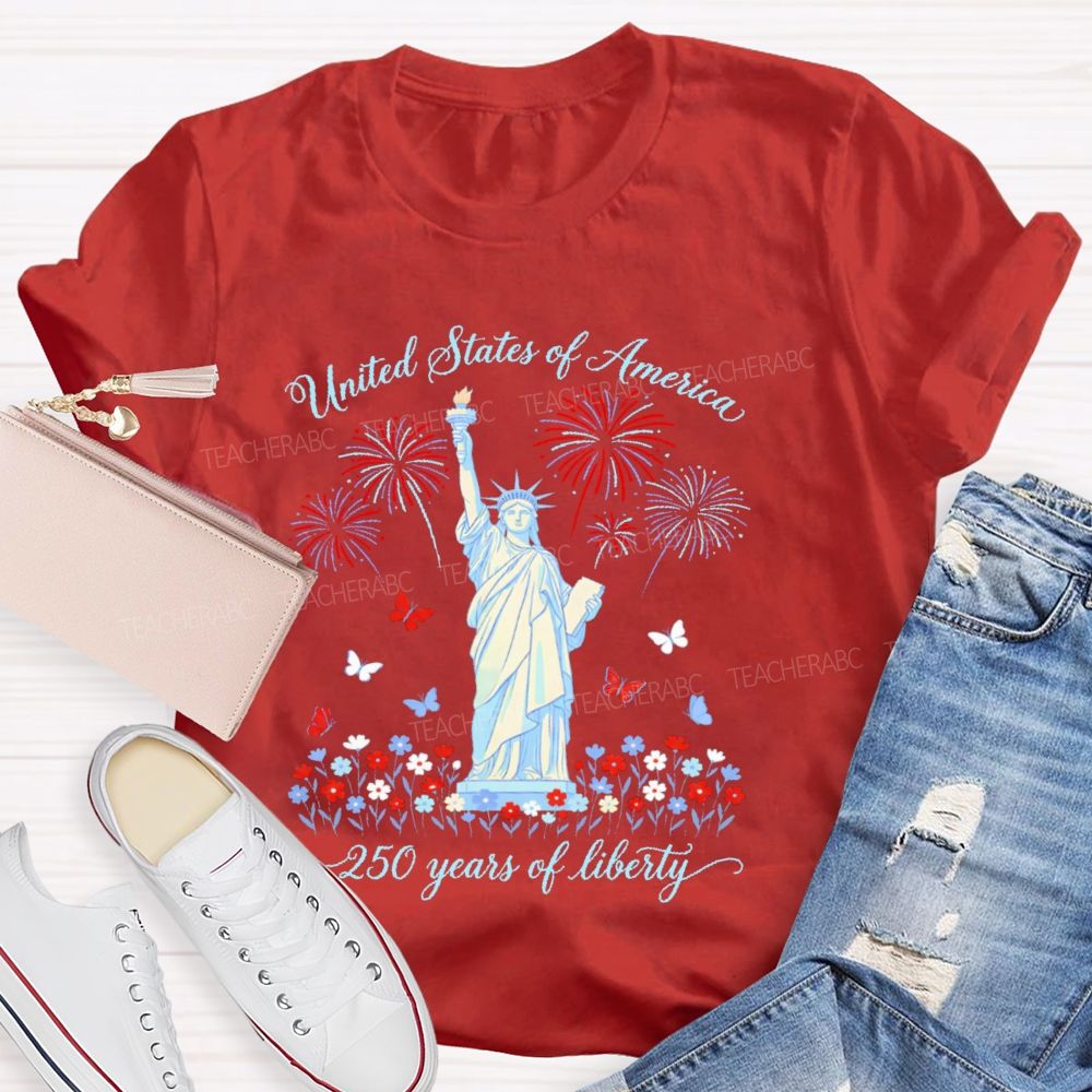 United States Of America 250 Years Of Liberty Teacher T-shirt