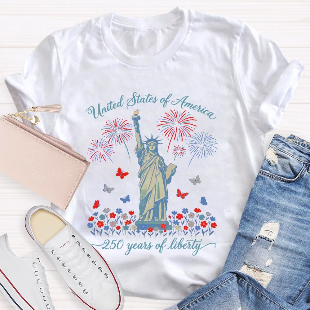 United States Of America 250 Years Of Liberty Teacher T-shirt