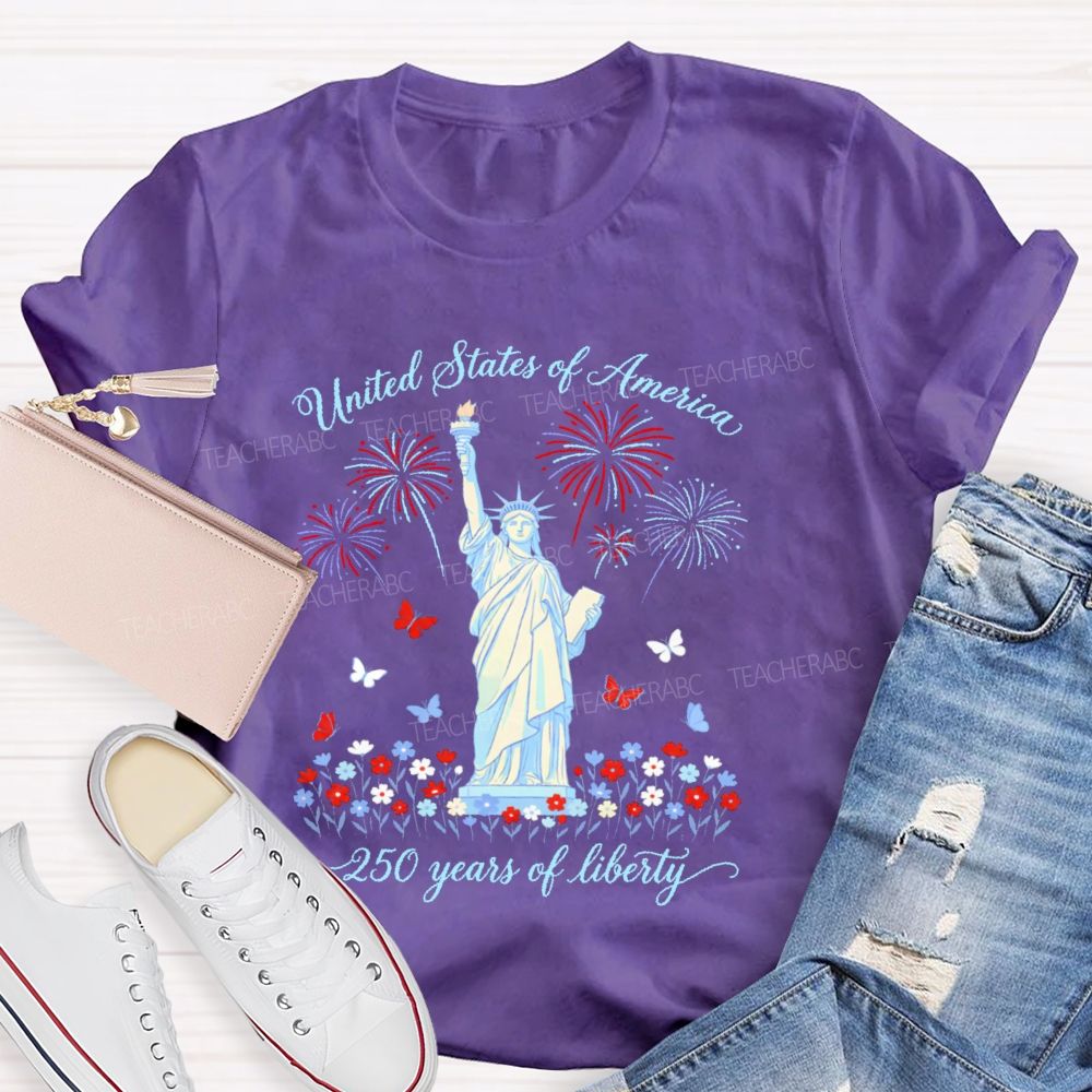 United States Of America 250 Years Of Liberty Teacher T-shirt