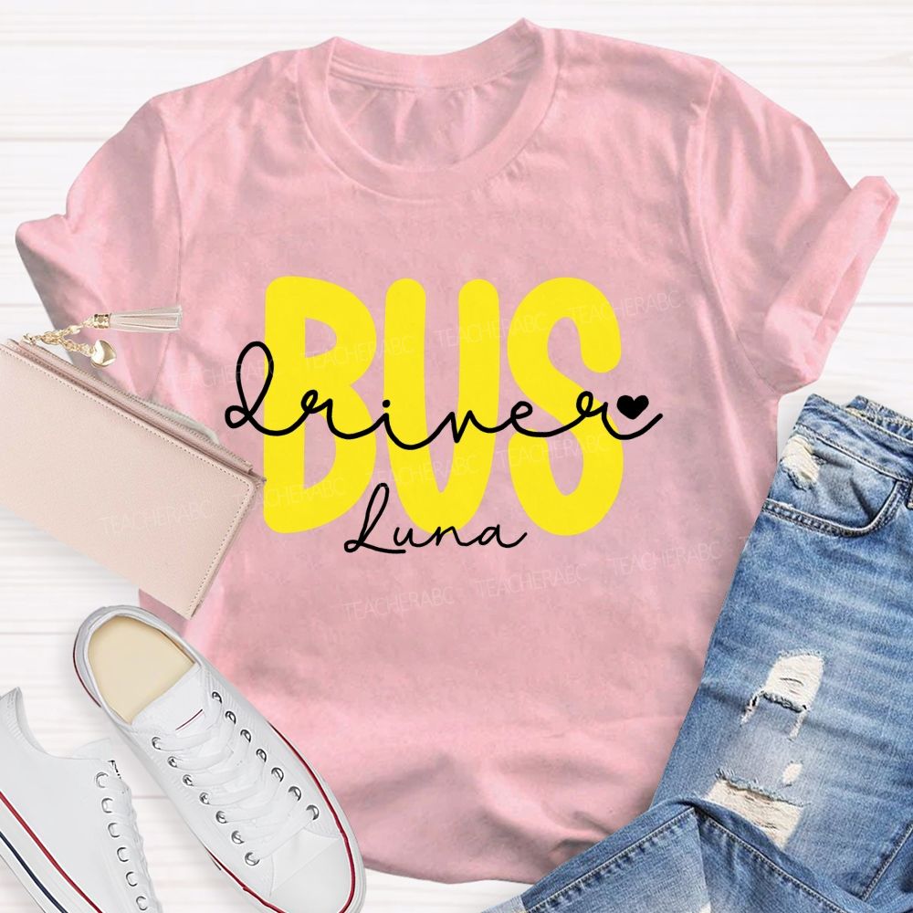 Personalized Name Bus Driver Letters Graphic Teacher T-shirt