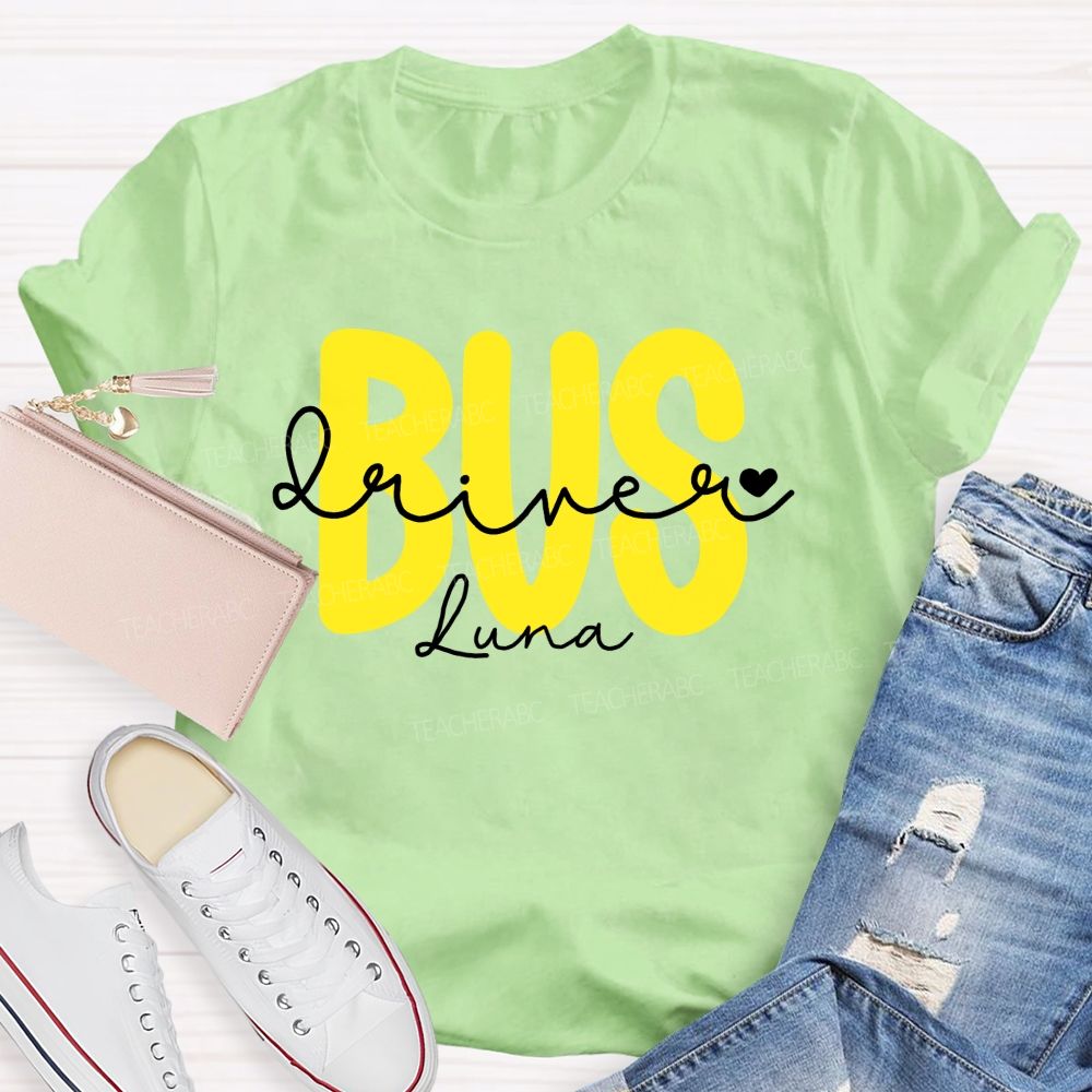 Personalized Name Bus Driver Letters Graphic Teacher T-shirt