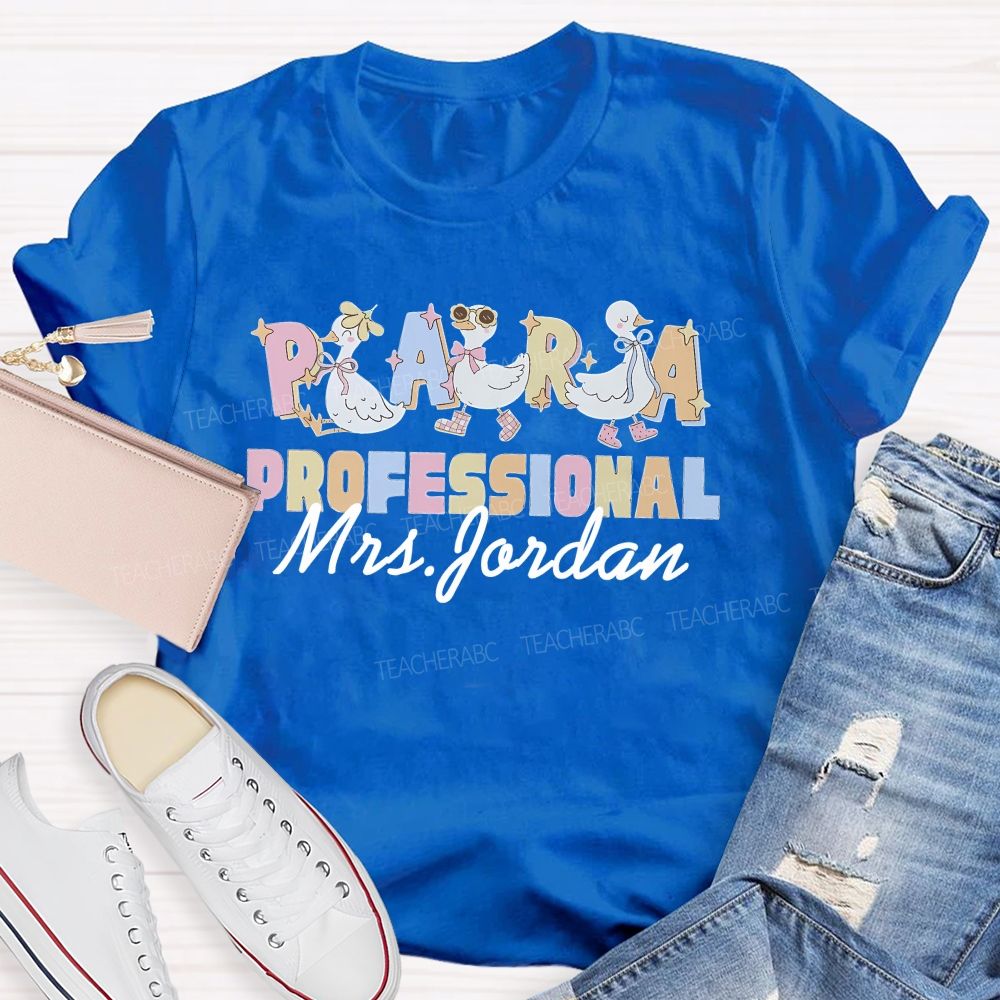 Personalized Name Paraprofessional Duck Teacher T-shirt