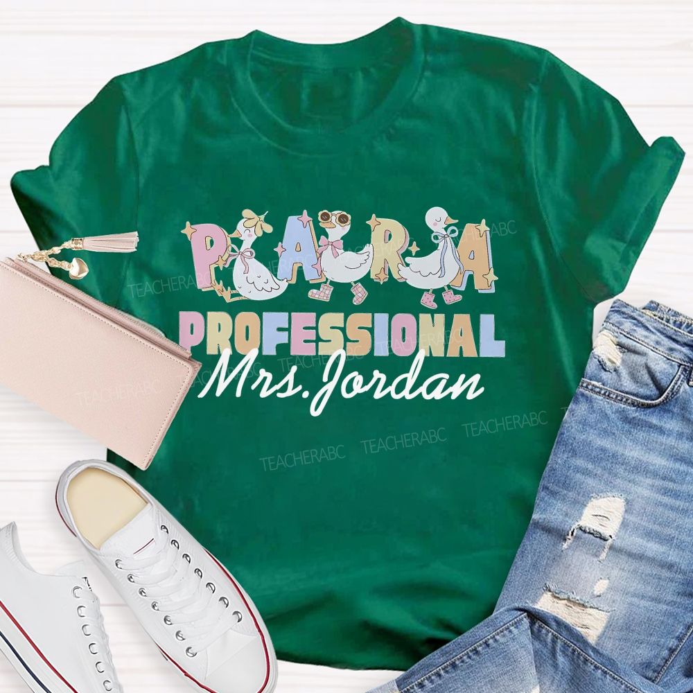 Personalized Name Paraprofessional Duck Teacher T-shirt