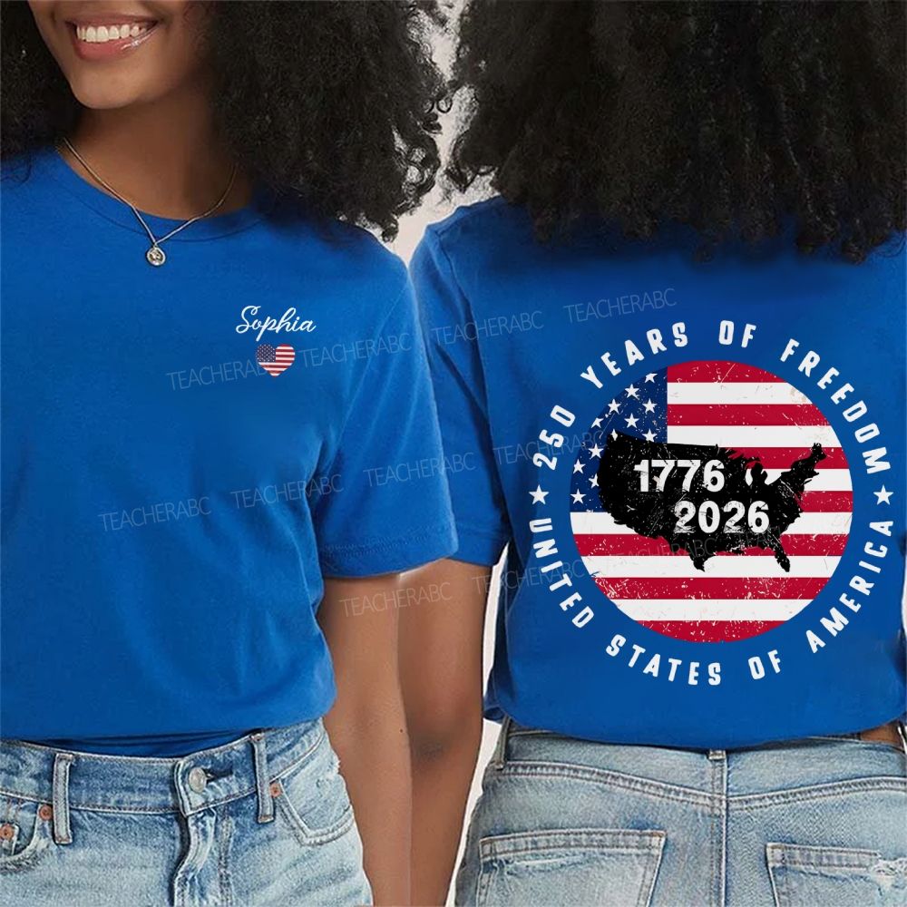 Personalized Name United States Of America 250 Years Of Freedom 1776-2026 Double Printed T-shirt