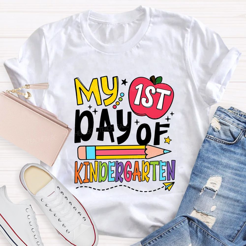 Personalized Grade My 1st Day Of Kindergarten Teacher T-shirt