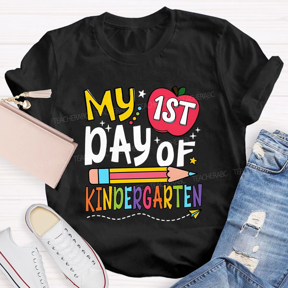 Personalized Grade My 1st Day Of Kindergarten Teacher T-shirt