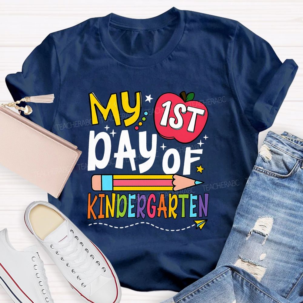 Personalized Grade My 1st Day Of Kindergarten Teacher T-shirt