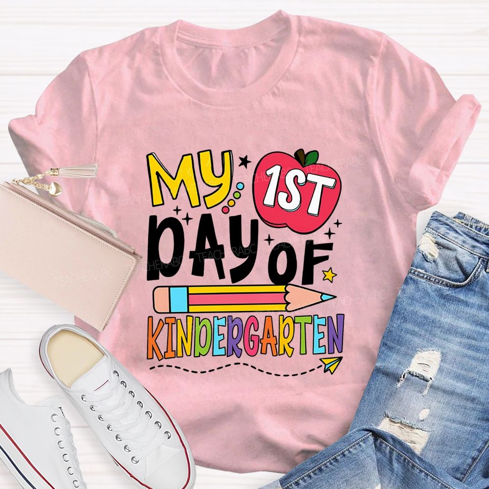 Personalized Grade My 1st Day Of Kindergarten Teacher T-shirt
