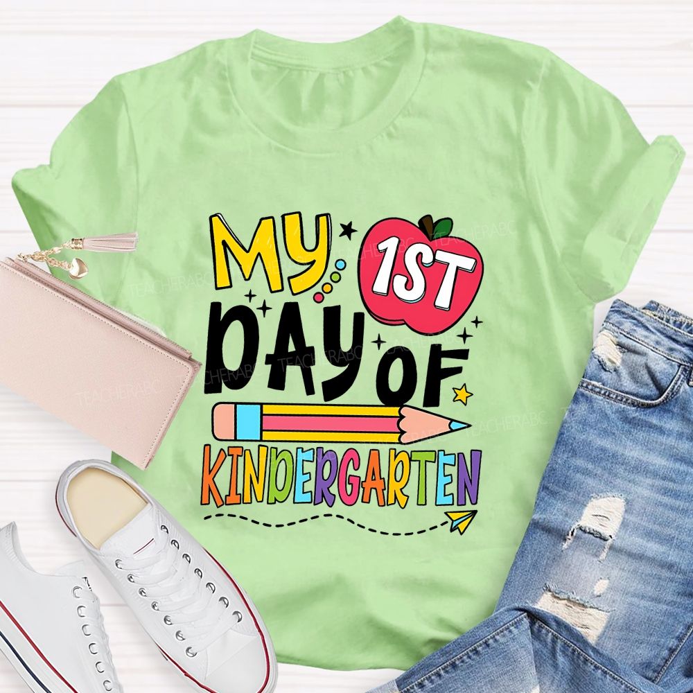 Personalized Grade My 1st Day Of Kindergarten Teacher T-shirt