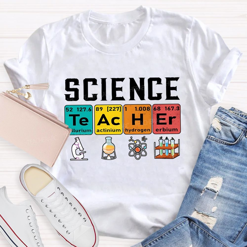 Science Teacher Spelled With Elements Teacher T-shirt