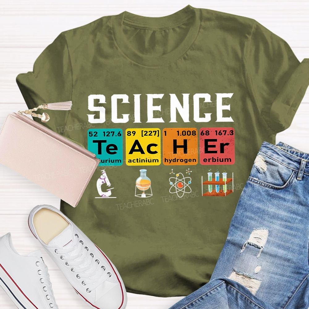 Science Teacher Spelled With Elements Teacher T-shirt