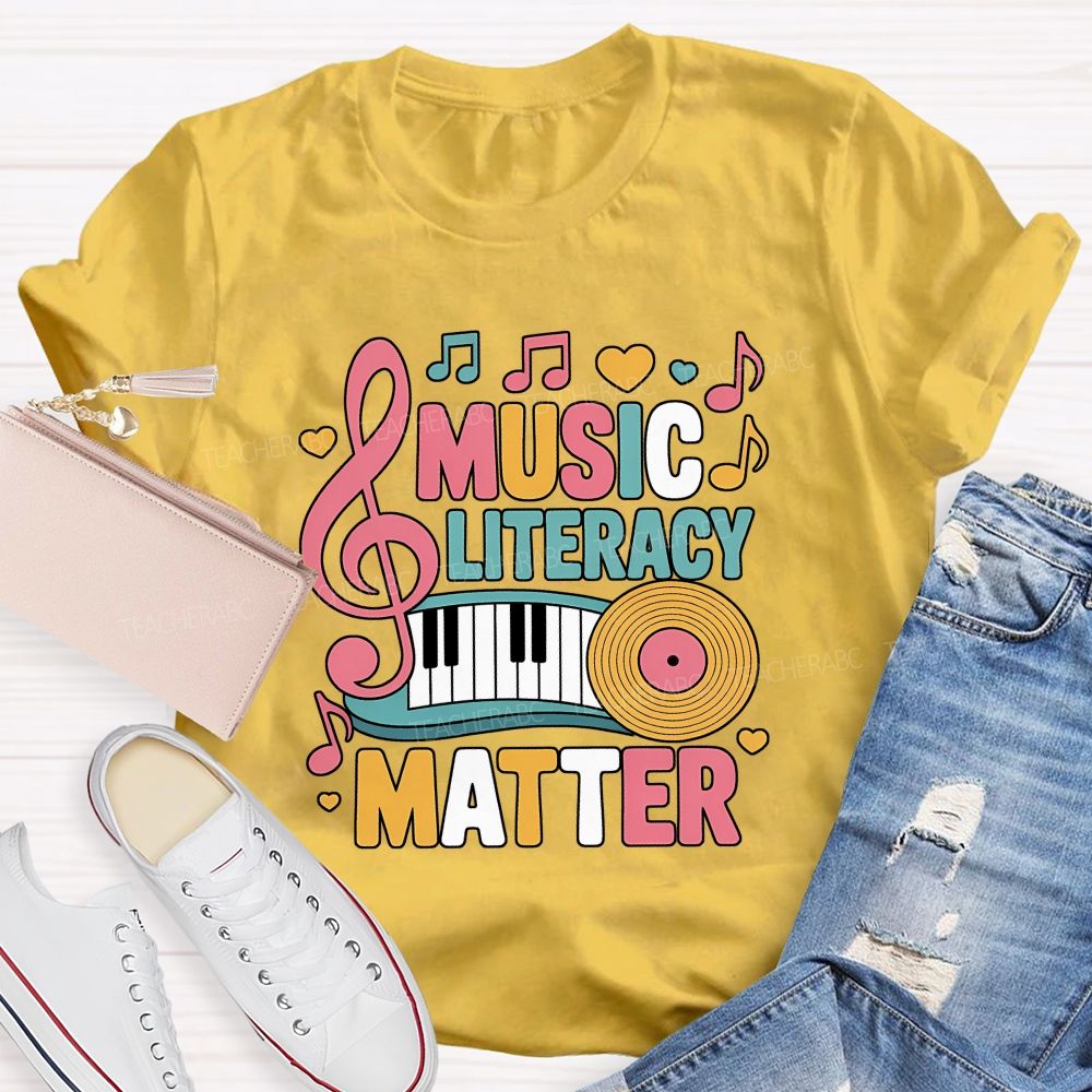 Music Literacy Matters Every Note Counts Teacher T-shirt